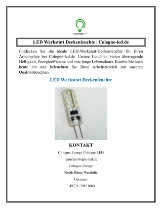 LED Werkstatt Deckenleuchte  Cologne-led.de