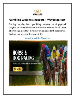 Gambling Website Singapore Waybet88