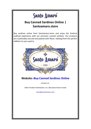 Buy Canned Sardines Online Santoamaro.store