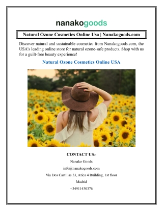Natural Ozone Cosmetics Online Usa  Nanakogoods.com