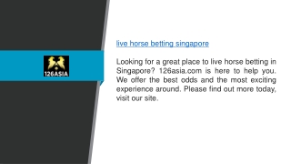 Live Horse Betting Singapore 126asia.com