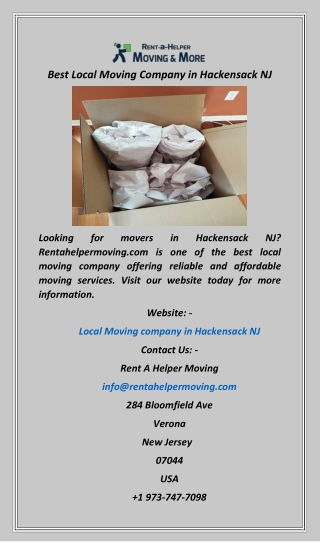 Best Local Moving Company in Hackensack NJ