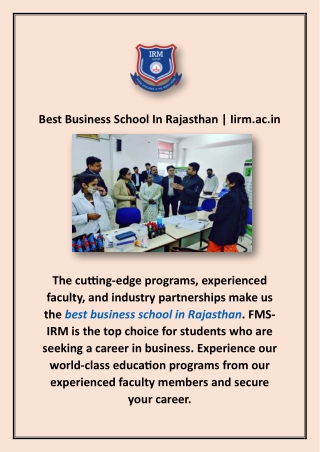 Best Business School In Rajasthan | Iirm.ac.in