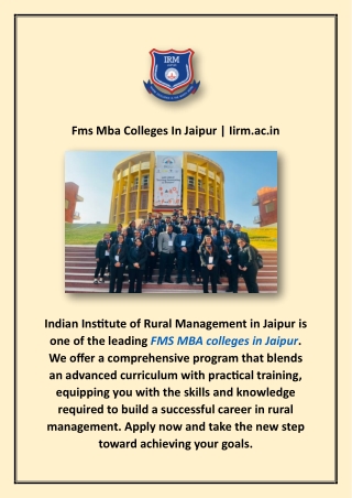 Fms Mba Colleges In Jaipur | Iirm.ac.in