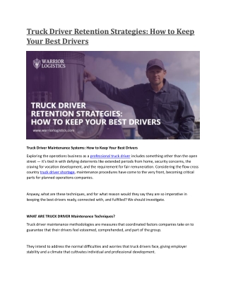 Truck Driver Retention Strategies How to Keep Your Best Drivers