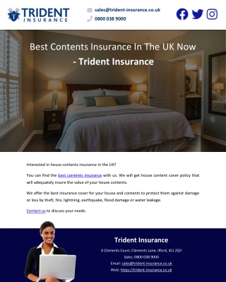 Best Contents Insurance In The UK Now - Trident Insurance