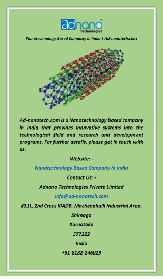 Nanotechnology Based Company In India  Ad-nanotech