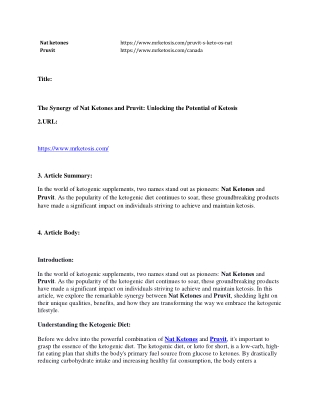 1The Synergy of Nat Ketones and Pruvit Unlocking the Potential of Ketosis