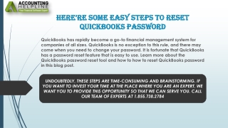 A quick fix guide for Reset QuickBooks Password Issue