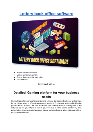 Lottery back office software