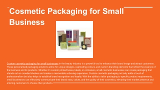 Cosmetic Packaging for Small Business