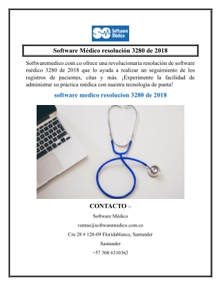 Software Médico resolución 3280 de 2018