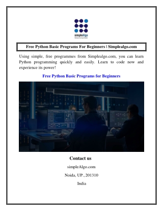 Free Python Basic Programs For Beginners  Simplealgo.com