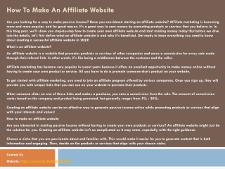 How To Make An Affiliate Website