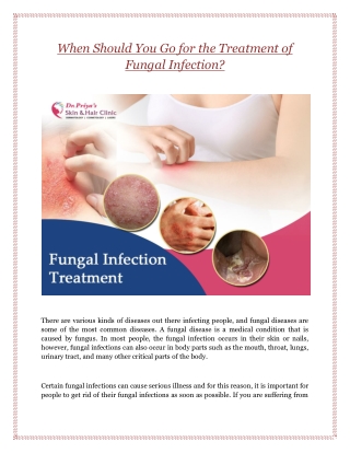 When Should You Go for the Treatment of Fungal Infection?