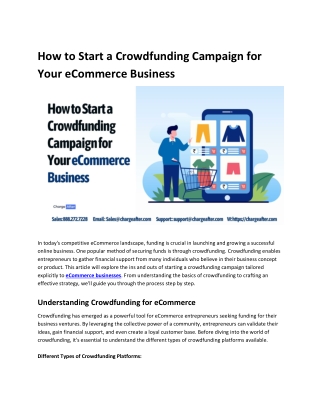 How to start a crowdfunding campaign for an eCommerce business