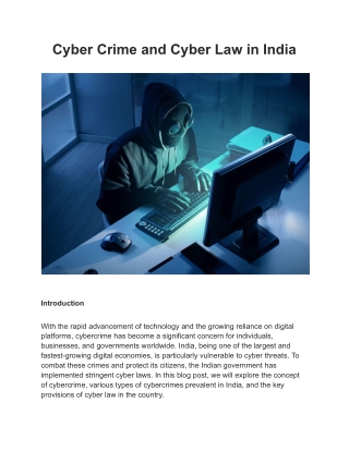 Cyber Crime and Cyber Law in India