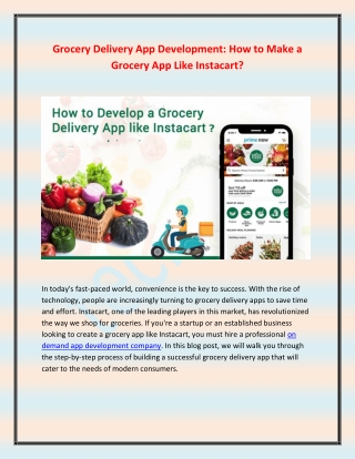 Grocery Delivery App Development How to Make a Grocery App Like Instacart