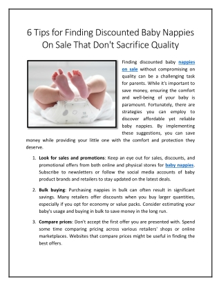 6 Tips for Finding Discounted Baby Nappies On Sale That Don't Sacrifice Quality