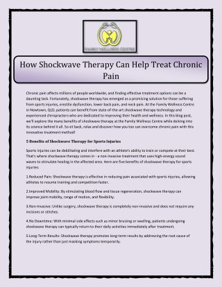 How Shockwave Therapy Can Help Treat Chronic Pain