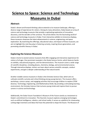 Science to Space - Science and Technology Museums in Dubai