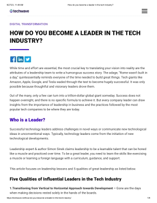 How do you become a leader in the tech industry