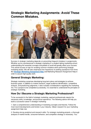 Strategic marketing assignment help