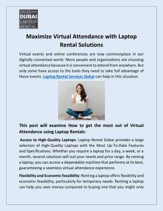 Maximize Virtual Attendance with Laptop Rental Solutions