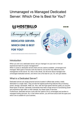Unmanaged vs Managed Dedicated Server_ Which One Is Best for You_