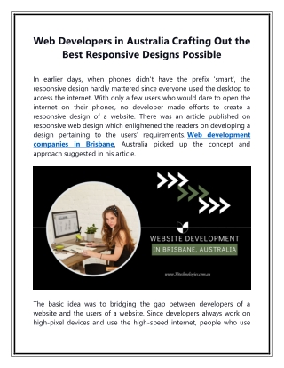 Web Developers In Australia Crafting Out The Best Responsive Designs Possible