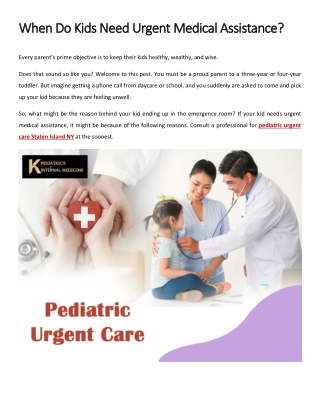 When Do Kids Need Urgent Medical Assistance?
