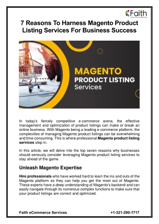 7 Reasons To Harness Magento Product Listing Services For Business Success