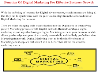 Function Of Digital Marketing For Effective Business Growth