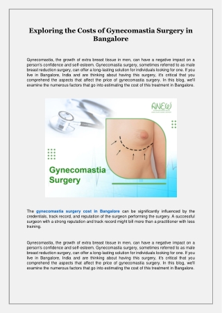 Exploring the Costs of Gynecomastia Surgery in Bangalore