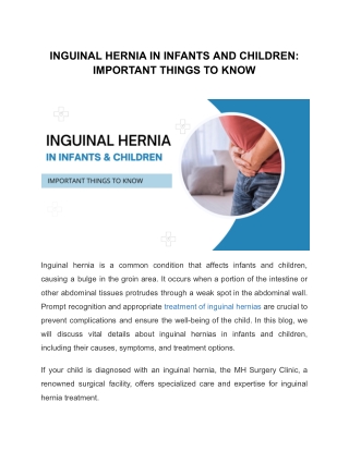 Inguinal Hernia In Infants And Children: Important Things To Know