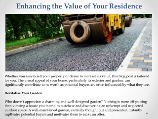 Enhancing the Value of Your Residence