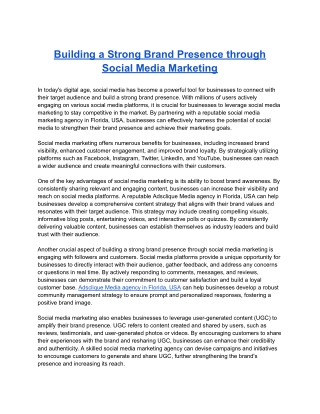 Building a Strong Brand Presence through Social Media Marketing