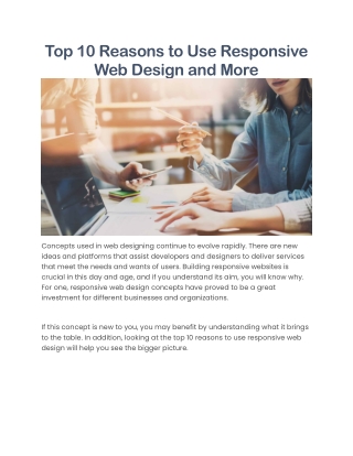 Top 10 Reasons to Use Responsive Web Design and More