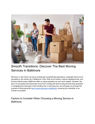 Smooth Transitions_ Discover The Best Moving Services in Baltimore