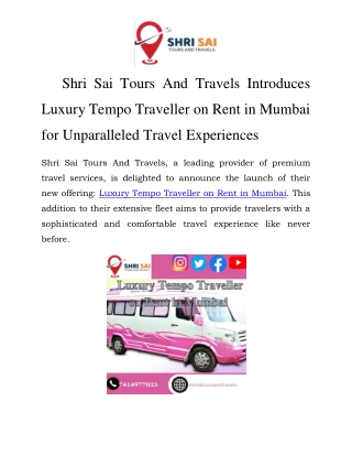 Luxury Tempo Traveller on Rent in Mumbai Call-7414977033