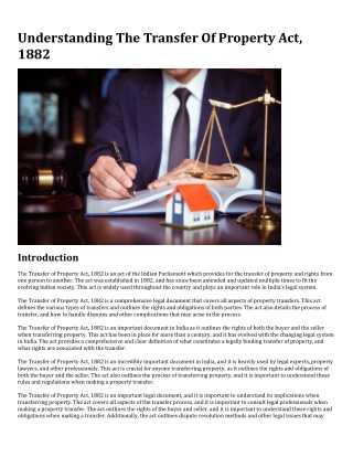 Understanding The Transfer Of Property Act, 1882