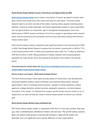 North America Herpes Market Focuses on Key Drivers and Opportunities by 2028