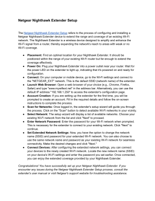 Netgear Nighthawk Extender Setup
