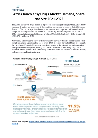 Africa Narcolepsy Drugs Market Demand, Share and Size 2021-2026