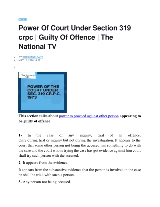 Power Of Court Under Section 319 crpc