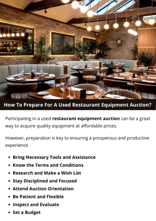 How To Prepare For A Used Restaurant Equipment Auction?