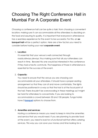 Choosing The Right Conference Hall in Mumbai For A Corporate Event