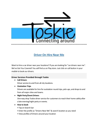 Driver On Hire Near Me