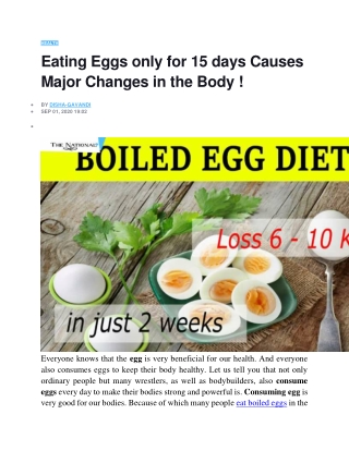 Eating Eggs only for 15 days Causes Major Changes in the Body !