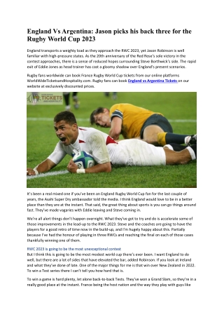 England Vs Argentina Jason picks his back three for the Rugby World Cup 2023